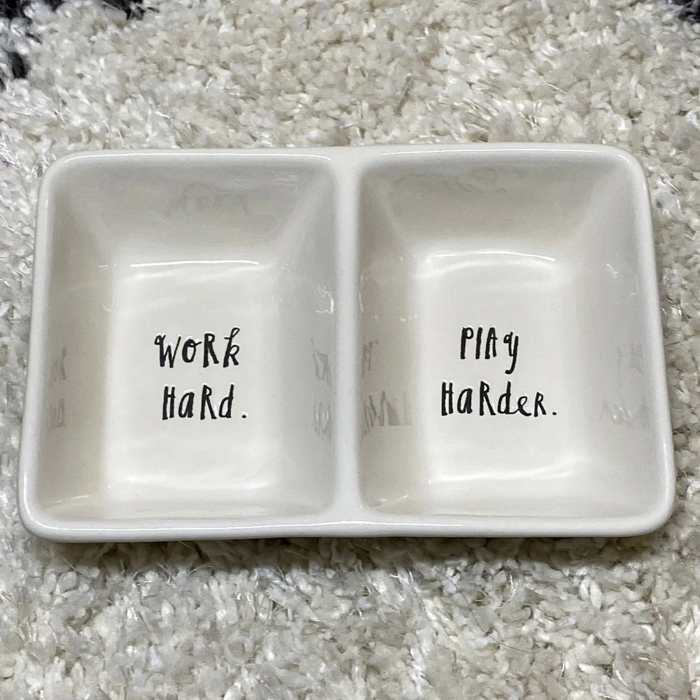 Rae Dunn Work Hard Play Hard Dish